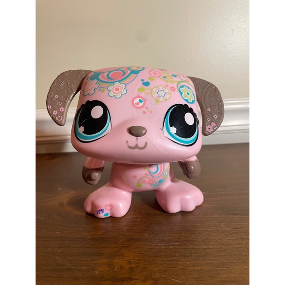 Hasbro Other - Littlest Pet Shop Deco Pet Pink Dog Large Figure Floral Swirl LPS Hasbro Toy